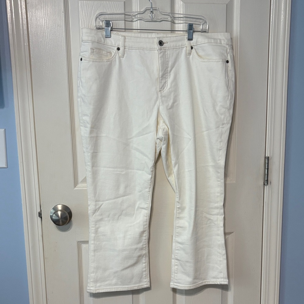 Lands' End Mid-Rise Kick Crop Off-White Jeans